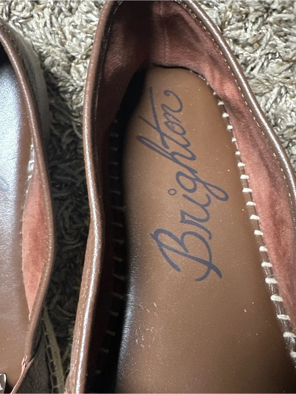 Brighton Groove Brown Leather Espadrille Flats Women’s Size 11 Slip On Loafers